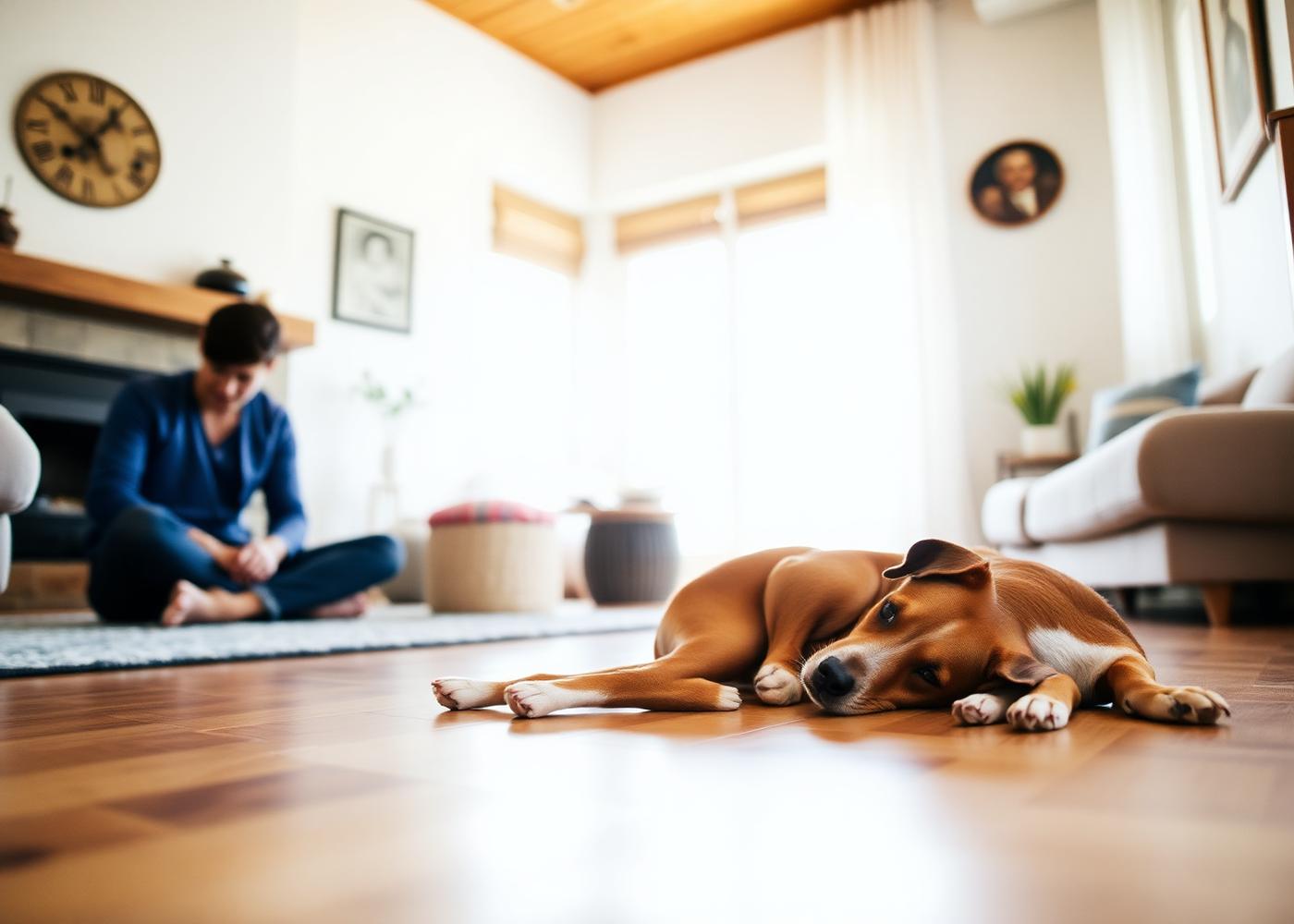 Chien détendu au domicile de son maître